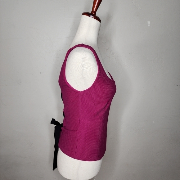 Maeve Anthropologie Pink and Black Tie Back Corset Style Tank Top Size Small - Picture 6 of 10